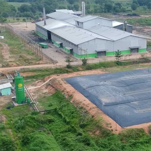 Biogas harvesting on palm oil mill, Indonesia.